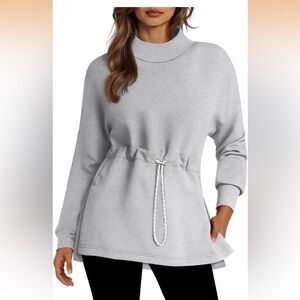 Women's Gray Drawstring Waist Top